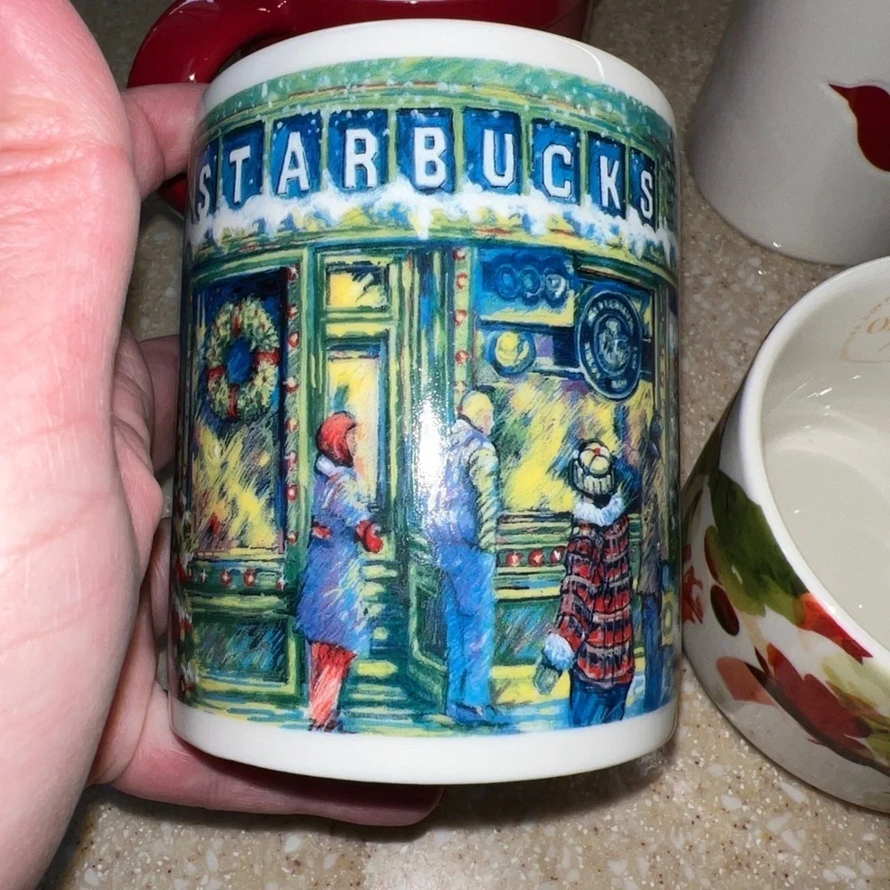 6 Starbucks Mugs Lot 2006 2016 Red & Black Checkered Winter Wonderland Dove